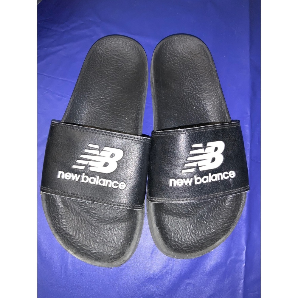 Kids Sz 5 New Balance Slides Sandals Black Logo Comfort Kids Size‎